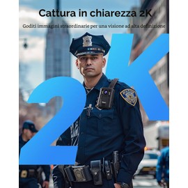 BOBLOV KJ23PRO 2K Fotocamere montate sul corpo, Body Cams Polizia da 128 GB integrata con visione notturna, batteria da 4000 mAh per 15 ore di registrazione, IP66, per forze dell'ordine, sicurezza