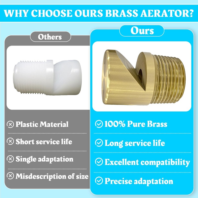 Brass Aerator 3/4 Inch MIP Compatible With Pool Jet Nozzles