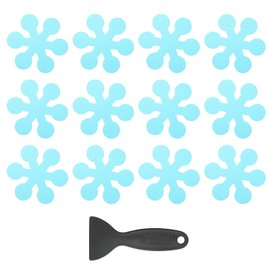 PATIKIL 12 Pcs Non Slip Bathtub Stickers, Anti Slip Shower Stickers with Scraper Bathroom Shower Floor Decals Snowflake Shape Cute Treads Tubs, Blue