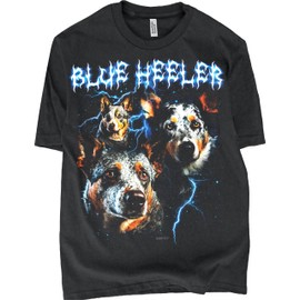 Heavy Metal Blue Heeler 80s 90s for Dog Lover and Men & Women Owner (US, Alpha, XX-Large, Regular, Blue)