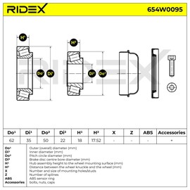 RIDEX Wheel Bearing Kit 654W0095 Front Both Sides