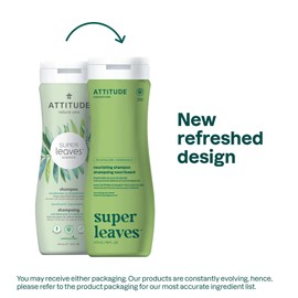 ATTITUDE Nourishing Hair Shampoo, EWG Verified, For Dry and Damaged Hair, Naturally Derived Ingredients, Vegan and Plant Based, Grapeseed Oil and Olive Leaves, 16 Fl Oz