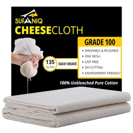 Sufaniq Cheese Cloths, Grade 100 (135 Sq Feet) 100% Pure Cotton Reusable Cheesecloth, Unbleached Ultra Fine Fabric, Cheesecloth for Straining, Premium Butter Muslin Cloth for Straining - 15 Sq Yard