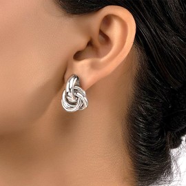 Gold Geometric Drop Statement Earrings for Women Chunky Multi Circles Knot Twisted Dangle Earrings Minimalist Vintage Jewelry Accessories Gifts (Silver)