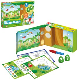 Galt Water Magic Squishies Jungle Reusable Colouring Books for Children, Reusable Pictures for Kids to Colour, Magically Reveal Hidden Pictures with Water Pen & Squishy Surprises, Ages 3 Years Plus