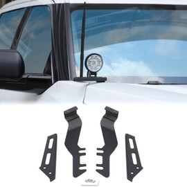 Car Hood Light Mount Antenna Holder Compatible with Toyota Tundra 2022-2025 Front Hood Hinge Ditch Light Antenna Mounting Brackets LED Spotlight Work Light Antenna Searchlight Metal Base Accessories