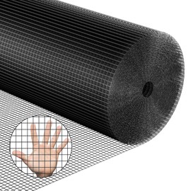 Black Hardware Cloth 36''x50' 1/2 Inch 19 Gauge Vinyl Coated Welded Wire Mesh Roll PVC Hardware Cloth Chicken Wire Fencing for Garden Fence and Home Improvement Project