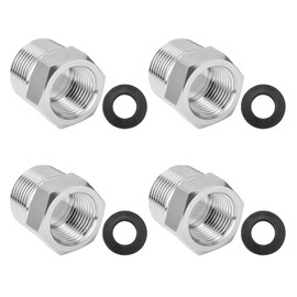 YOGAZEN 4 pieces reducer 1/2 to 3/8, 4 pieces adapter 1/2 to 3/8 inch, reducer, stainless steel thread fitting, male thread female thread connections, suitable for industry etc. with leather ring