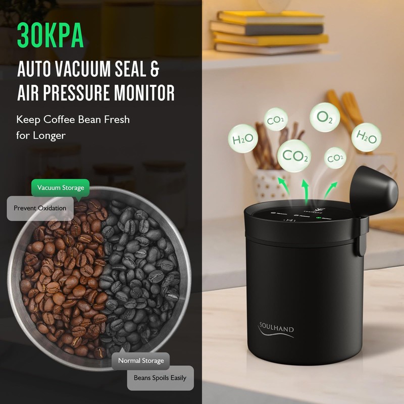SOUL HAND Automatic Vacuum Coffee Canister for Coffee & Food