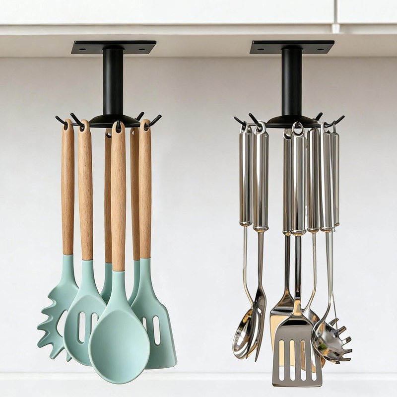 AIMEIKI Utensil Hooks, 2 Pack Metal Steel Kitchen Utensil Hangers