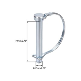 sourcing map Shaft Locking Pin - 10mm x 70mm Coupler Pin for Farm Trailers Wagons Lawn Garden in Arch Round 5Pcs