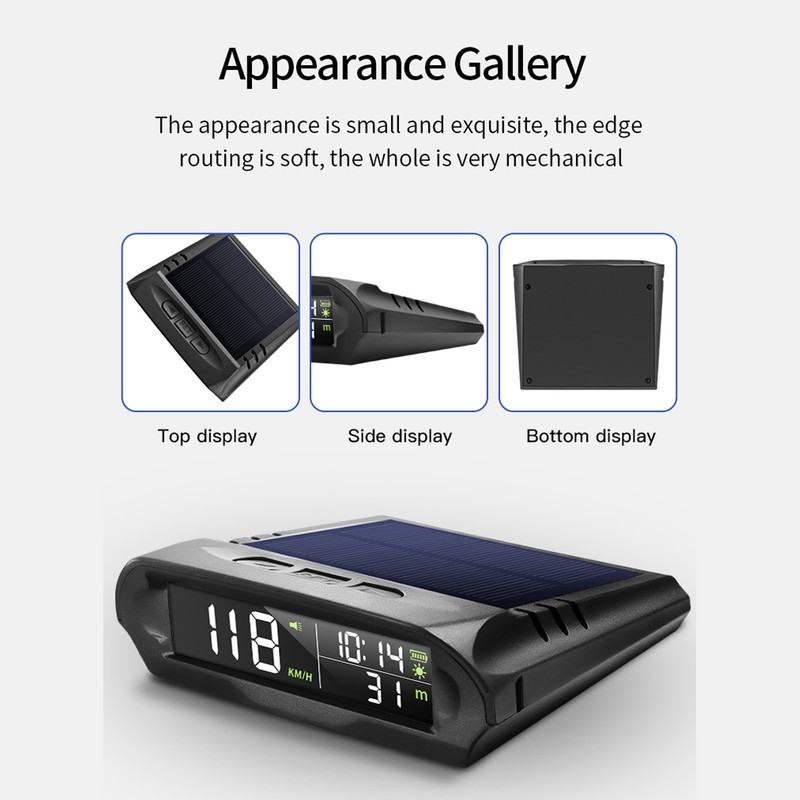 Smart HUD Display Digital Solar Charged Displays Time Temp Over