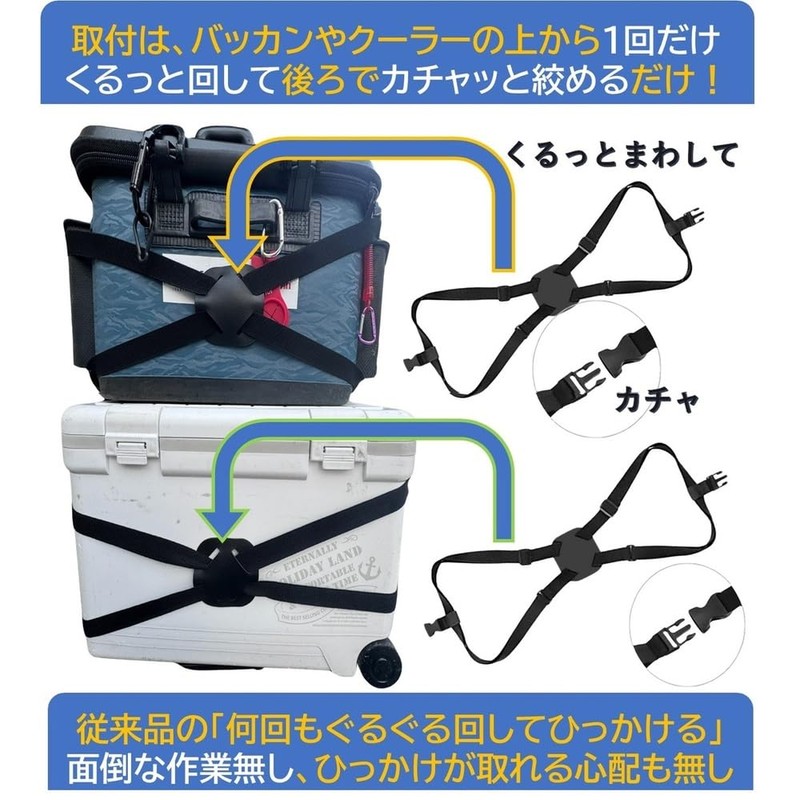 APAGAI, Fishing Tackle Box Fall Prevention Belt, Lock Strap, Carry