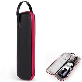 DODAMOUR Wine Bottle Travel Bag, EVA Wine Bottle Carrier, Wine Storage Accessories, Hard Shell Wine Tote Bag for Travel Party Picnic Wedding Birthday (Black)