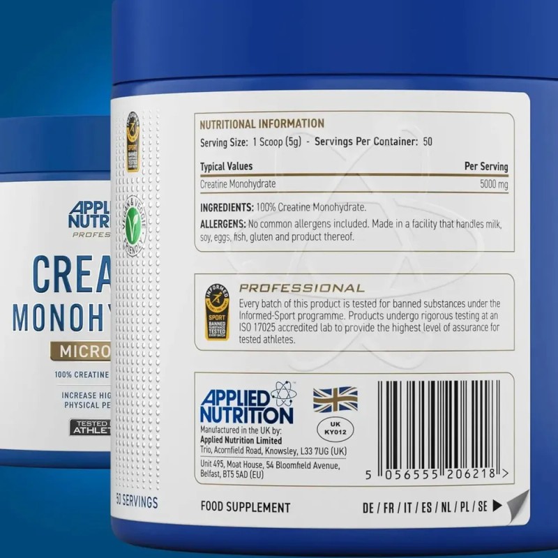 Creatina Monohidrato Applied Nutrition Polvo 50 Porciones Sabor Cereza Manzana
