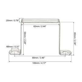sourcing map U Shaped Connector Bracket 58 x 62mm 304 Stainless Steel for Door Closed Bar Holder Strut Channel 4pcs