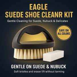 Eagle Suede Shoe Cleaner Kit – Suede Cleaning Kit with Brush and Eraser – Nubuck Cleaner and Suede Stain Remover for Shoes, Boots, Purses, and Sneakers