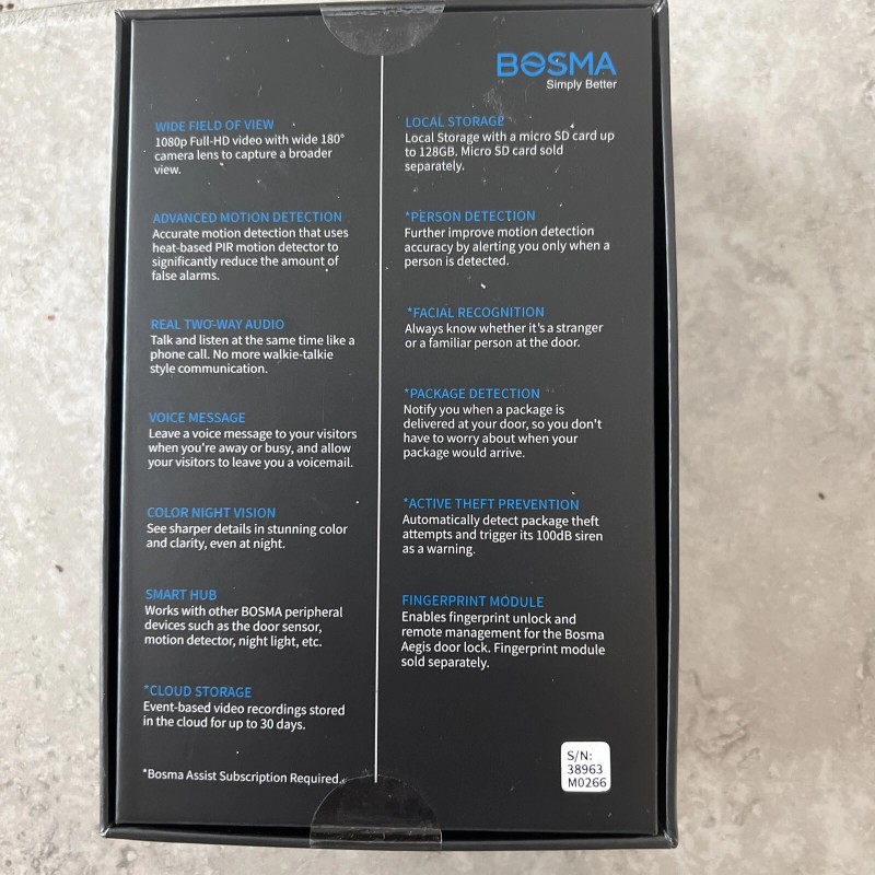 Bosma New Bosma Sentry WiFi HD 1080p Video Wired Doorbell