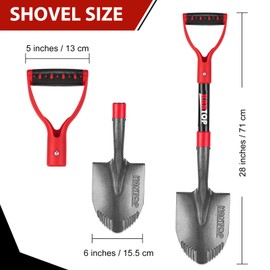 HANTOP Small Shovel Garden Shovel for Digging Short Handled Round Shovel Survival Shovel for Car, 28 inches