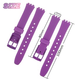 Replacement Waterproof Silicone Rubber Watch Strap Watch Band for Swatch (12mm, Purple)