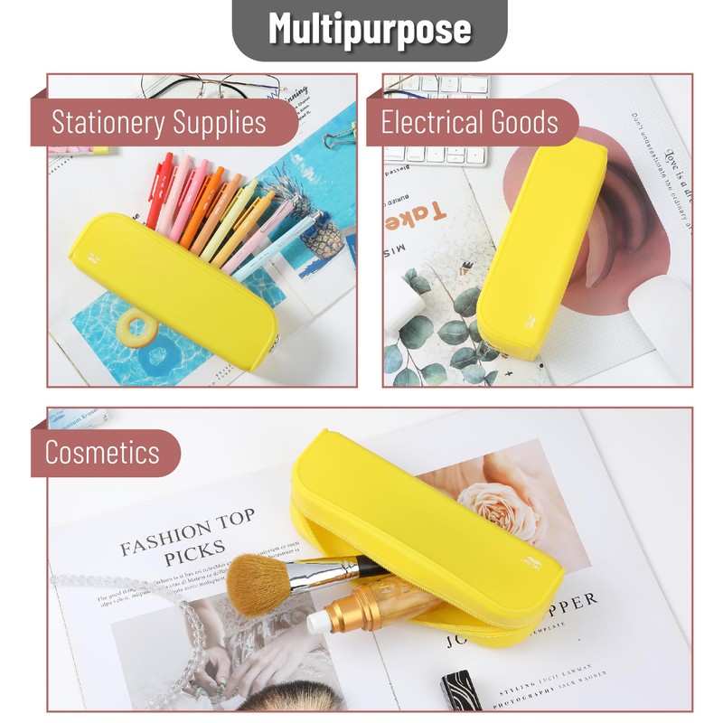 Mr. Pen- Silicone Pencil Case Pouch, Yellow, Aesthetic Multipurpose Design,
