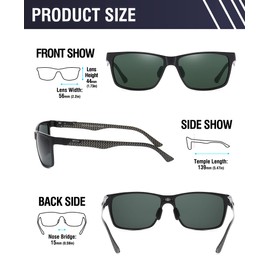 DUCO Square Polarized Sunglasses for Men LightWeight Carbon Fiber UV400 Protection Sun Glasses 8206