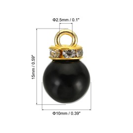 PATIKIL (10mm Pearl Charm, 100Pcs Pearl Beads Faux Pearl Pendant Charm with Rhinestone Beautiful Designer DIY for Jewelry Making Bracelets Earrings Necklace Wedding Crafts,Gold Black