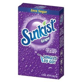 SINGLES TO GO! Sunkist Drink Mix Grape, 3 Boxes with 6 Packets Each - 18 Total Servings - 0.18 Ounce (Pack of 3)