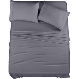 Utopia Bedding Queen Sheet Set – 4 Piece Bed Sheets for Queen Size Bed, Soft and Breathable Microfiber, Includes 1 Fitted Sheet, 1 Flat Sheet and 2 Pillowcases (Grey)