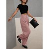 Dokotoo Pink Pants Work Dress Cargo Pants Women Wide Leg