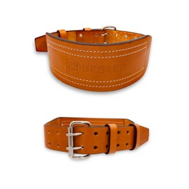 BESTER Training Belt Muscle Level Leather Single Piece Leather (Brown, S)