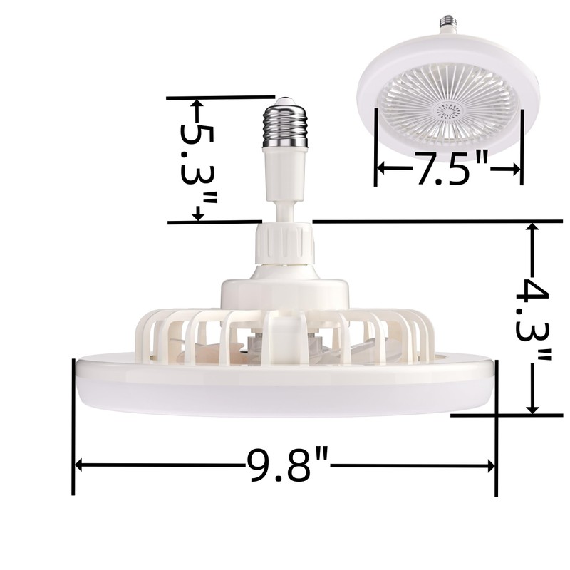 WOTOFULIN Socket Fan Light 10 Inches Socket Fan Ceiling Fan