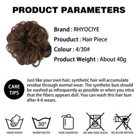 RHYOCIYE 1PCS Curly Messy Bun Hair Scrunchie Synthetic Ponytail Hair Extension Updo Hairpiece for Women (4/30 Light Brown)