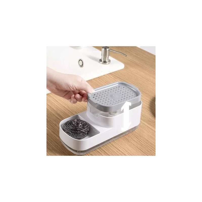 Dishwashing Liquid Soap Dispenser with Pump, Sponge Holder & Metal