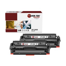 Laser Tek Services Compatible Toner Cartridge Replacement for 206X W2110X High Yield Works with HP Color Laserjet Pro M255dw M282 M283fdw Printers (Black, 2 Pack) - 3,150 Pages