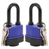 SEPOX Long Shackle Waterproof Padlock Keyed Alike 40MM Blue Weatherproof Outdoor Padlocks Key Same Ideal for Home, Garden, Garage, Gate Pack of 2