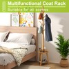 BMOSU Coat Rack freestanding Stand with 2 Shelves Bamboo Wooden