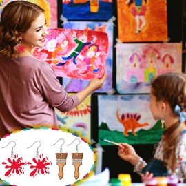 Hinly 16 Pairs Art Earrings for Women Big Acrylic Dangle Drop Earrings Personality Artist Paint Palette Paint Brush Jewelry Colorful Artist Painter Art Teacher Gifts