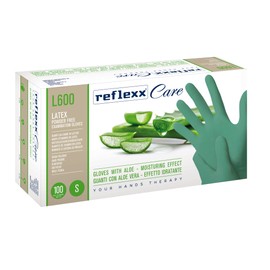 Reflexx L600/L Einweghandschuhe aus Latex mit Aloe Vera, Grün, 100 Stück