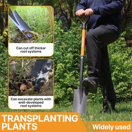 KOLEIYA 45-Inch Heavy Duty Orange Fiberglass Handle Drain Spade Shovel.Sharp Shooter Digging Shovel for Gardening,Planting and Trenching.Durable Spade Shovel for Heavy Duty Digging and Drainage