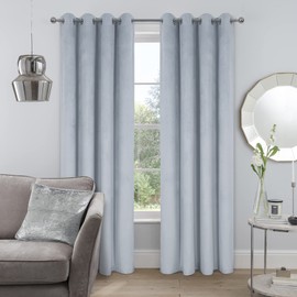 always4u Silver Soft Velvet Curtains Set of 2 108 Inches Long for Living Room Bedroom Light Filtering Privacy Energy Efficient Velour Drapes Window Treatment