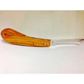 Hoof Knife Wide Blade Left Hand Farrier Equine Horse Stainless Steel Blade Rainbow Wooden Handle