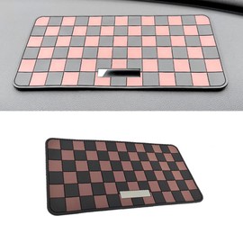 Car Anti-Slip Mat for Cars, 11.2 x 5.9 inches (28.5 x 15 cm), Checkered Pattern, Non-Slip Sheet, Heat Resistant, Cold Resistant, Washable, Dashboard Mat, For Car Interior Use, Custom Accessories
