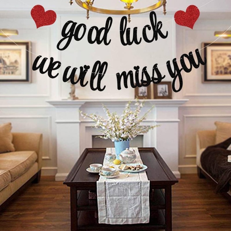 Jntahecg Good Luck We Will Miss You Banner, Black, 7.5