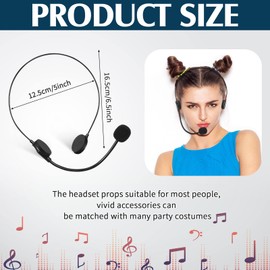 Zhanmai Black Microphone Headset Toy Headpiece Costume Accessory Prop Headset Hippie Costume Accessories Plastic Fake Headset Toy Headset Makeup Props for Party Supplies(8 Pcs)
