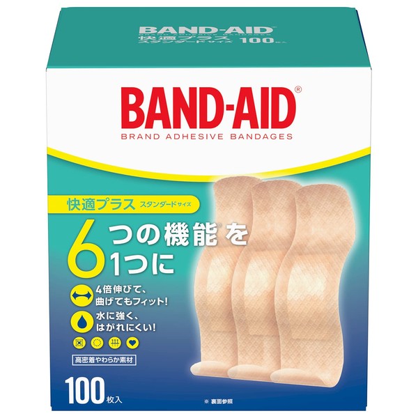 BAND-AID Comfort Plus First Aid Bandage, Standard, 100 Pieces, Single Item