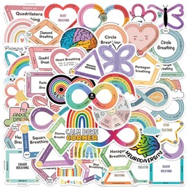 50Pcs Breath Calm Anxiety Sensory Stickers Waterproof Vinyl Decals for Bike Water Bottles Laptop Bicycle Refrigerator Cup Luggage Computer Mobile Phone Skateboard