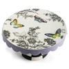 MACKENZIE-CHILDS Ceramic Pedestal Platter, Decorative Tray Stand, Small, Butterfly Toile