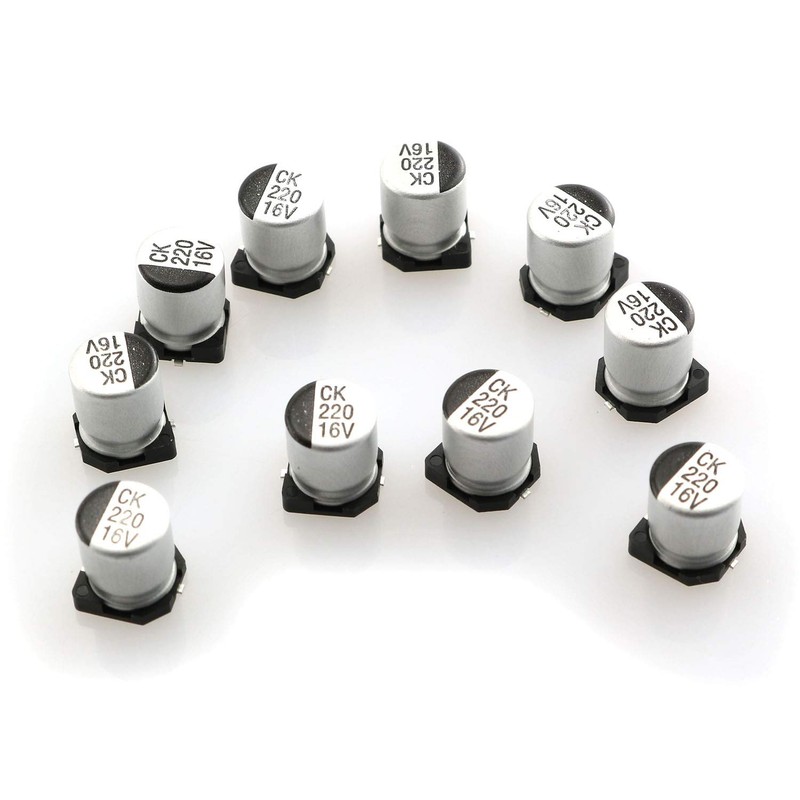 Tegg Capacitor 10PCS 220uF 16V 20% SMD Aluminium Electrolytic Capacitors