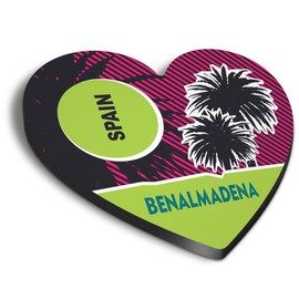 1x Heart MDF Magnet 6cm - Benalmadena Spain Palm Vacation - Fridge Locker Office Whiteboard Toolbox #59405